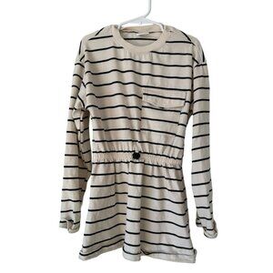 Zara Kids Black and White Striped Long Sleeve Dress Size 8 (128cm)
